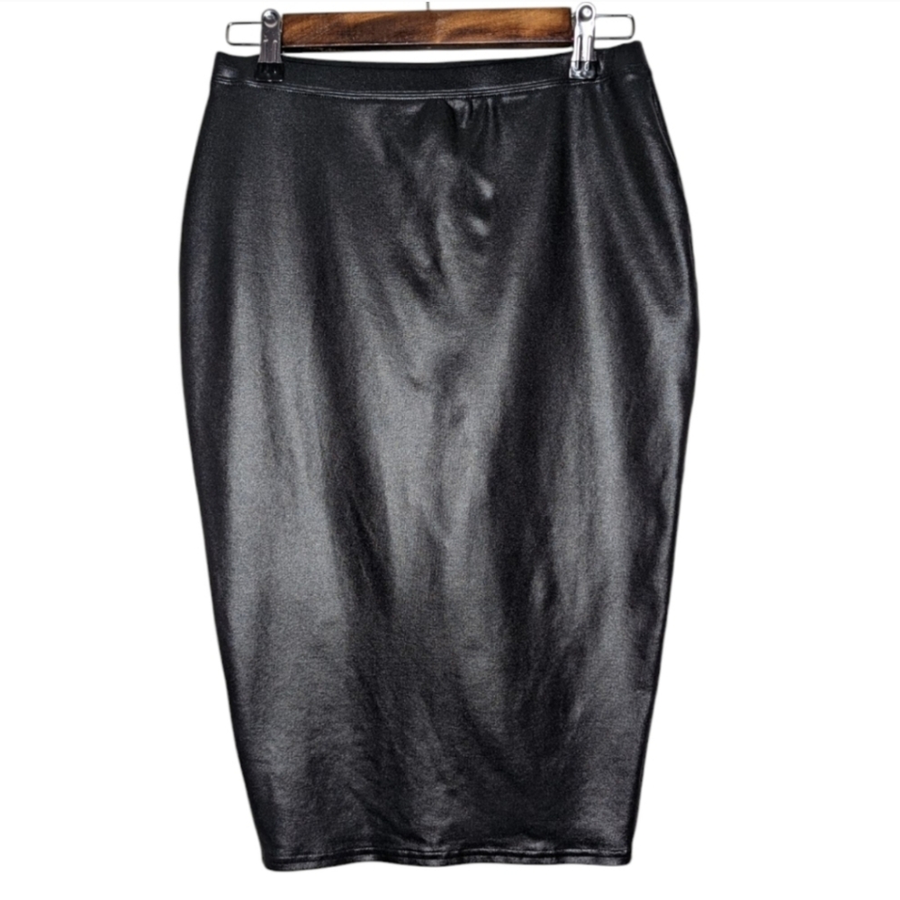 Leith Women's Black Faux Leather Sexy Pleather Pencil Skirt Size XS